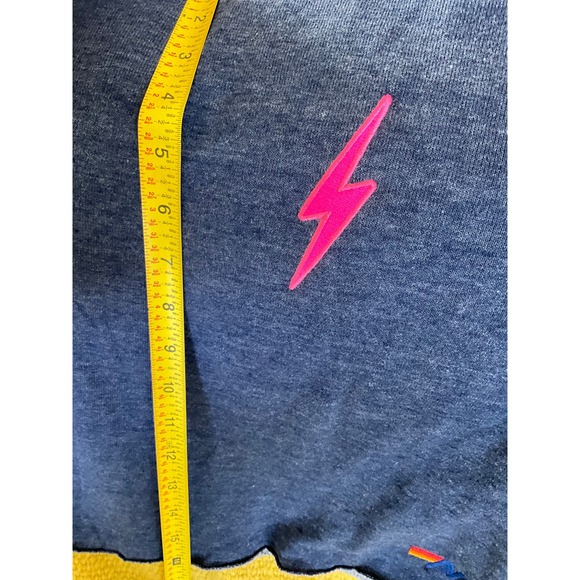 RaRe AVIATOR NATION 🌈NeON rainbow “Bolt” Embroidered Sweatshirt Navy M - Picture 6 of 10